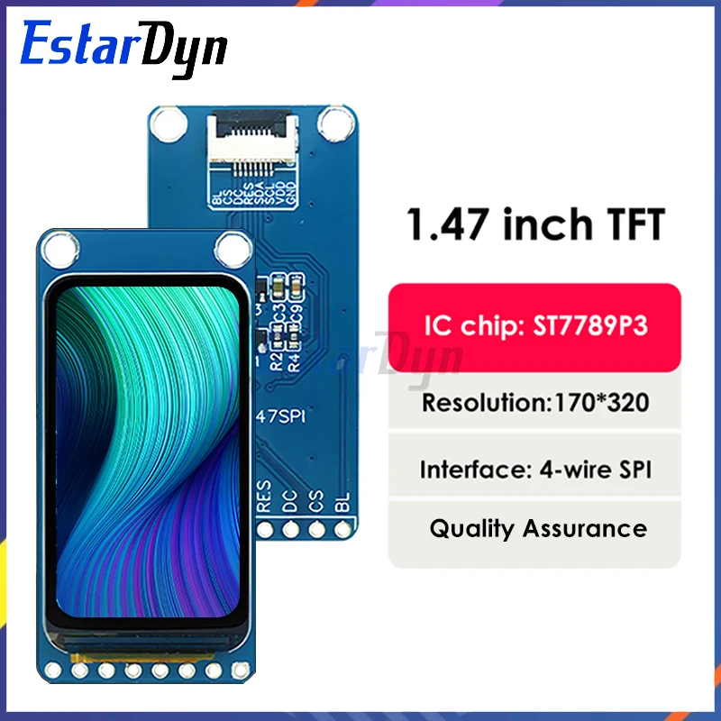 Écran LCD TFT Estardyn de 1,47 pouce ST7789, petit écran 172*320, écran LCD à angle de vue complet, écran couleur SPI