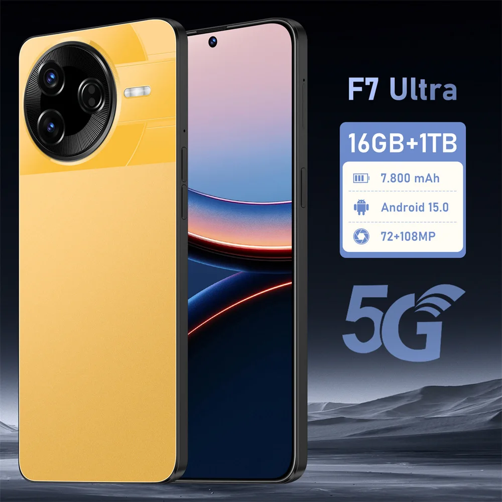 Smartphone F7 Ultra Original 7800mAh Android 15 double carte SIM téléphones portables 7.3 pouces 5G téléphone portable Version mondiale téléphones mobiles