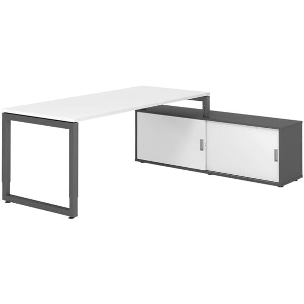 HAMMERBACHER Schreibtisch höhenverstellbar (manuell) inkl. Sideboard »Alicante« 180 cm Kufenf weiß, 180x81x80 cm