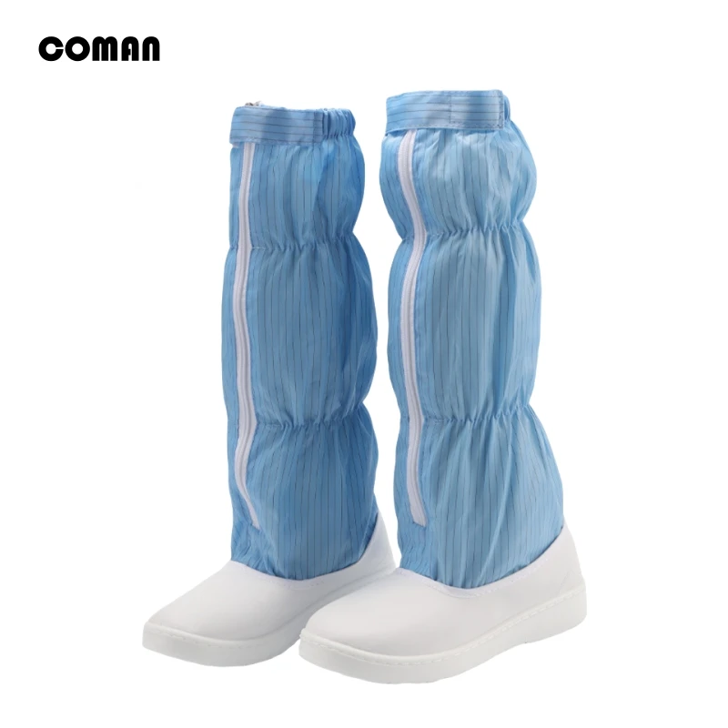 PU-Sicherheitsschuhe mit weicher Sohle, bequem, rutschfest, antistatisch, hohe Stiefel, für Lebensmittelbetriebe, einfach anzuziehen und auszuziehen, Unisex, weiß. Image