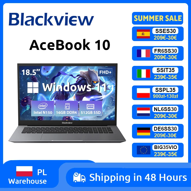 Blackview ACEBOOK 10 Laptop-Computer 18,5 Zoll FHD 8000 mAh Intel N150 Windows 11 16 GB RAM 512 GB BT5.2 WiFi 6 Desktop-Notebook Image