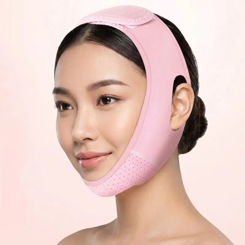 Wiederverwendbare V-Line-Maske zur Doppelkinnreduzierung für Frauen, Gesichtsstraffungsband, Kinn-Lifting-Patch, V-förmiger Lifting-Gürtel gegen schlaffe Haut Image