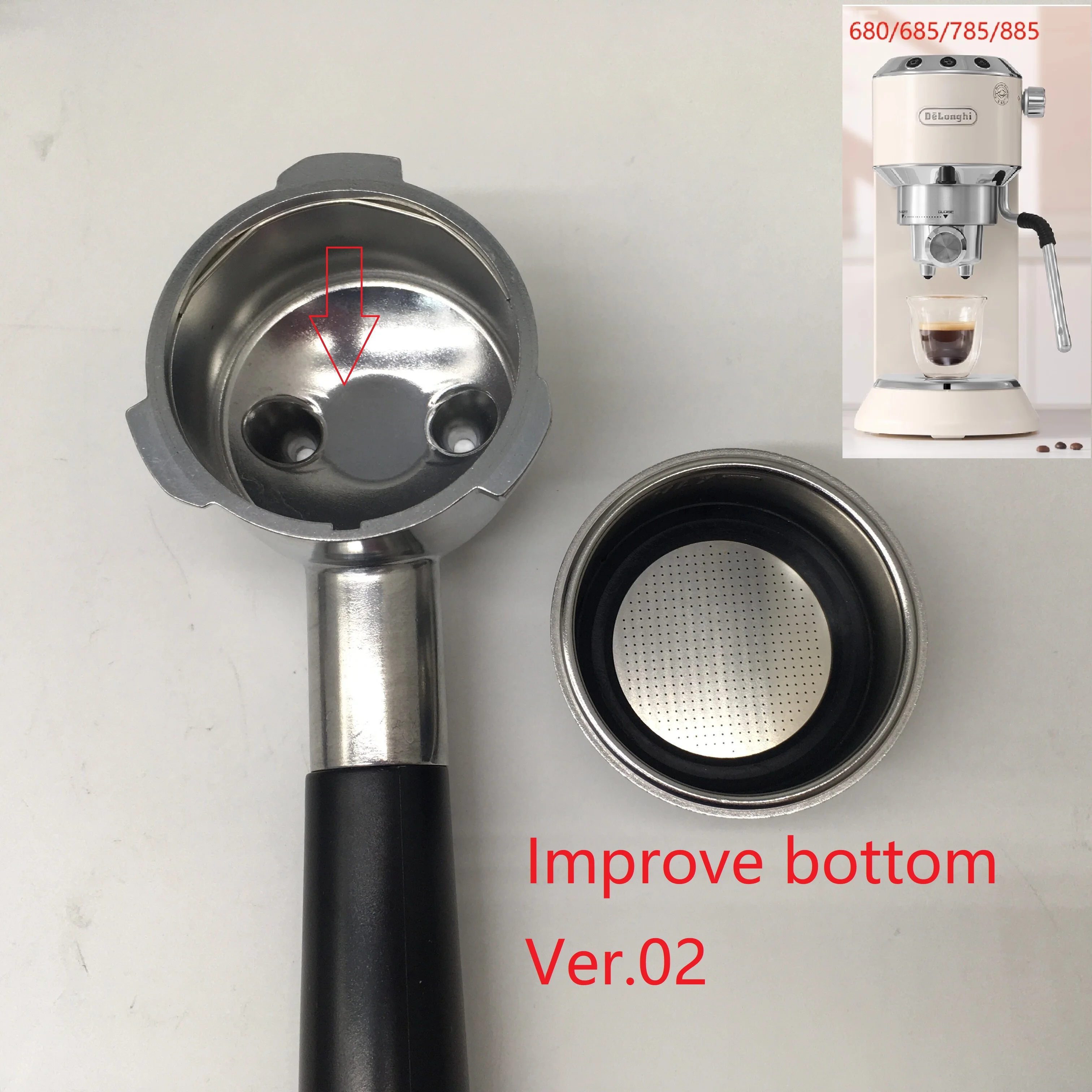 Ver.02 Delonghi 3ears Siebträger EC680 EC685 EC785 EC885-serie 51Filter Halter Eupa Espresso Image