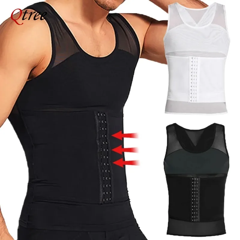 Qtree Herren-Kompressionsweste zur Bauchformung, Bauchweg-Shapewear, Bauchweg-Korsett, Taillentrainer-Oberteil Image