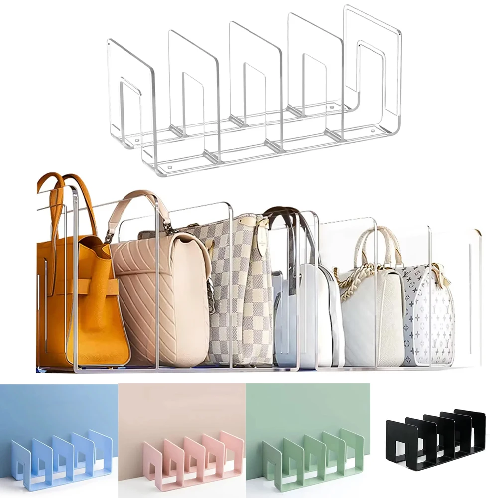 Transparenter Taschen-Aufbewahrungsregal-Teiler aus Acryl, Schrank-Organizer, Handtaschen-Aufbewahrungsregal, Handtaschen- und Bücher-Organizer mit 4 Fächern, NEU Image