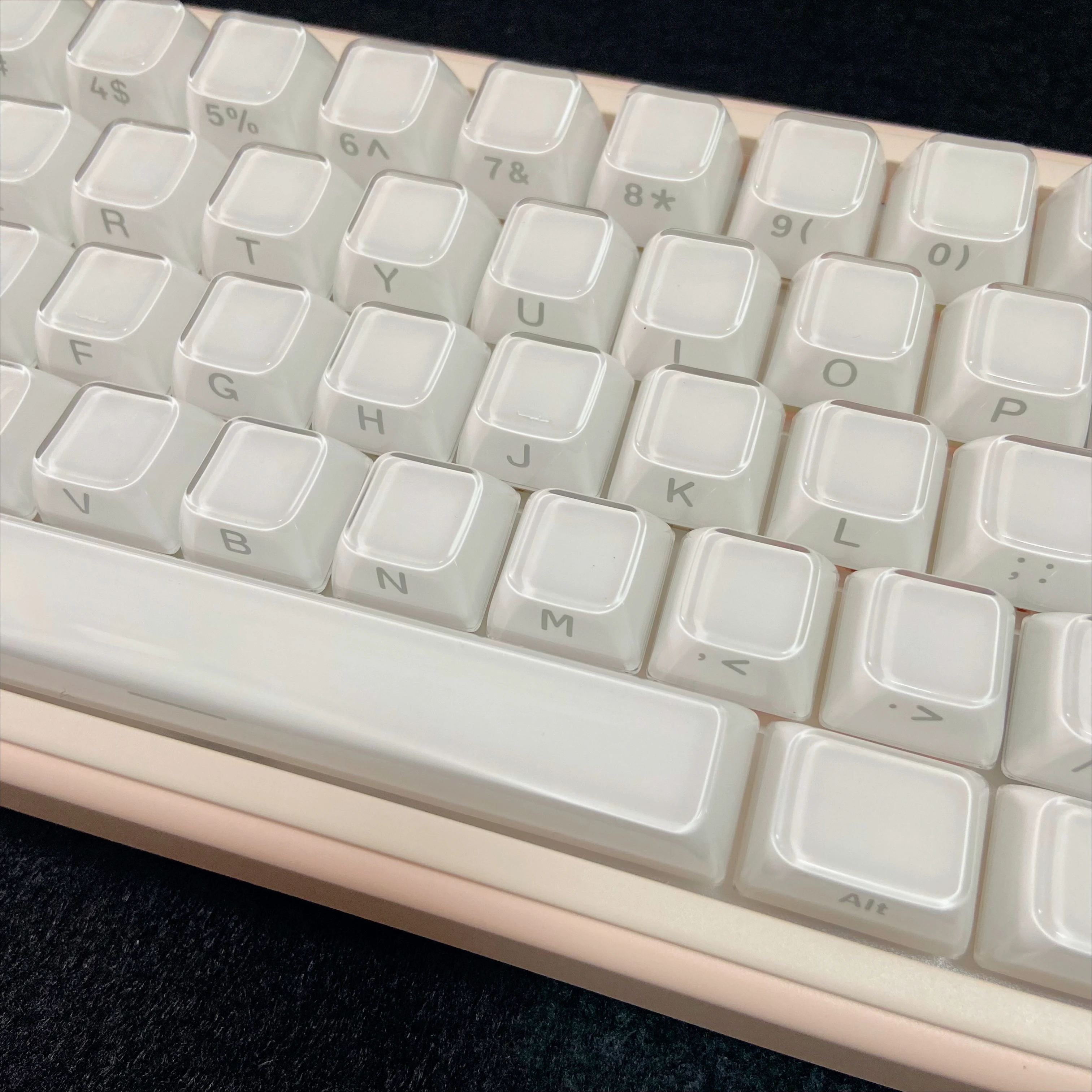 Kristallweiße, seitlich vorne gravierte, transparente Tastenkappen für mechanische Tastatur, 60 75 80 100 Layout, doppelschichtige Jelly-Tastenkappen Image