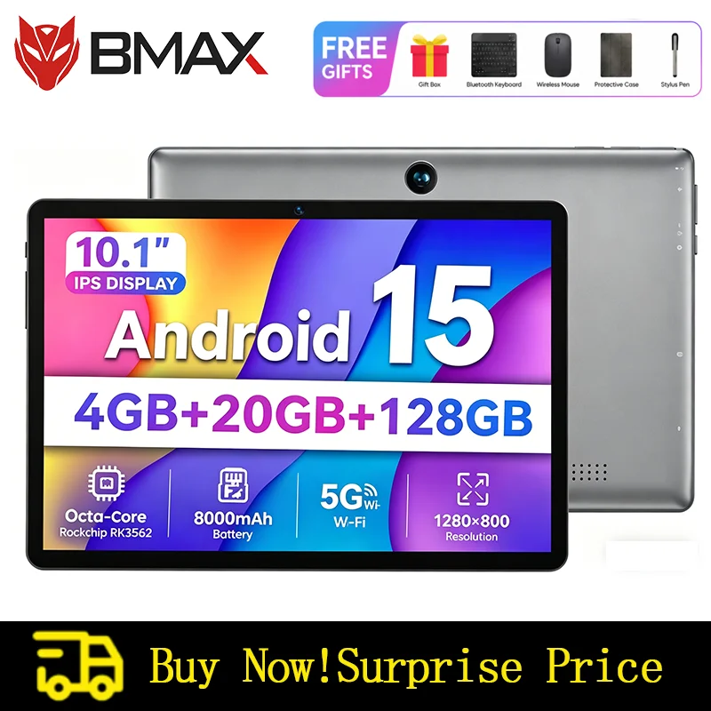 BMAX I9 Plus 10,1-Zoll-Tablet (4+20 GB RAM, 128 GB ROM), Rockchip RK3562, Android 15, Wi-Fi 6, Bluetooth 5.4, 6000 mAh, USB Typ-C Image