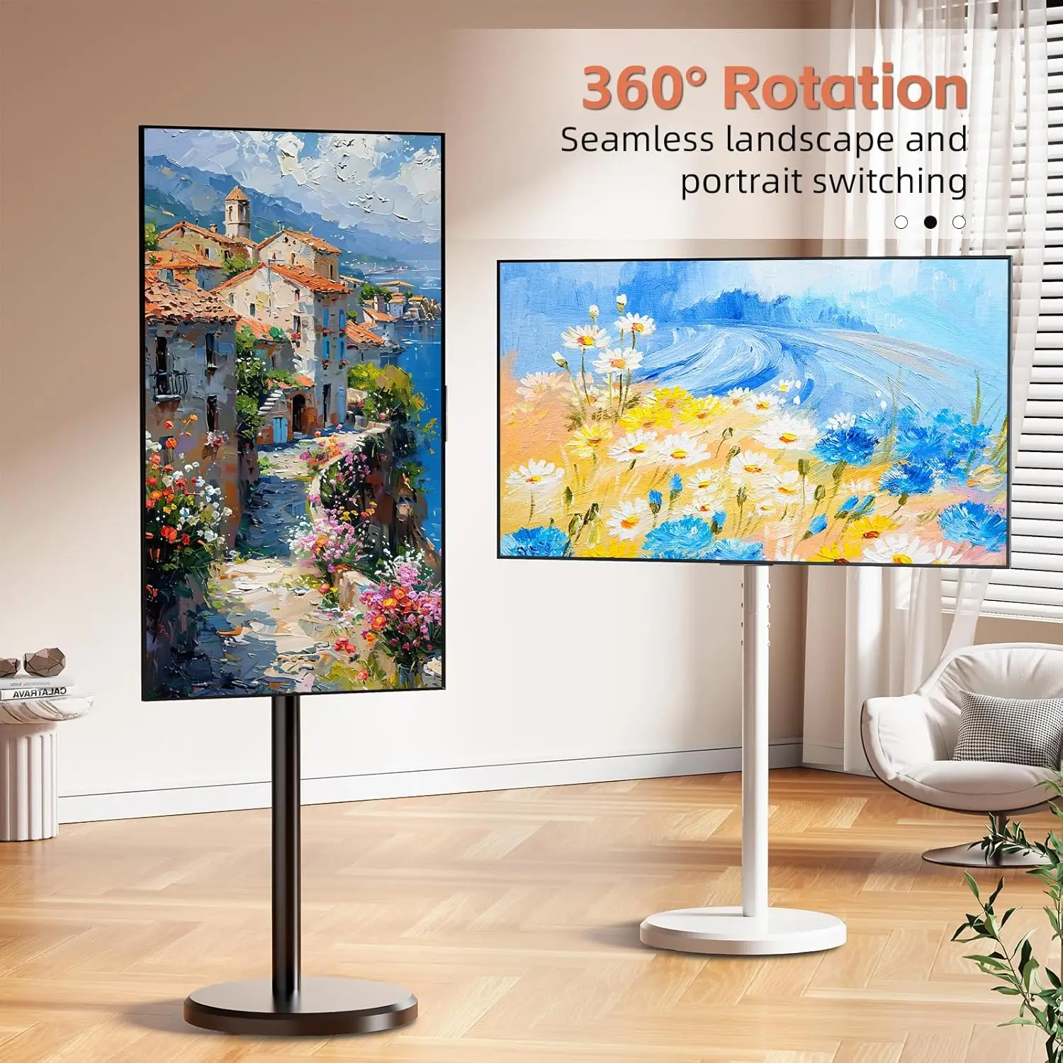Mobiler TV-Wagen, rollender TV-Ständer für 10–42 Zoll große Fernseher, höhenverstellbarer tragbarer TV-Wagen mit neigbarem, drehbarem TV-Ständer mit Rädern Image