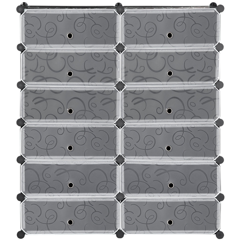 OKWISH Schuhregal Kunststoff Schwarz 94x37x108 cm, modulares Stecksystem mit flexiblem Aufbau Image