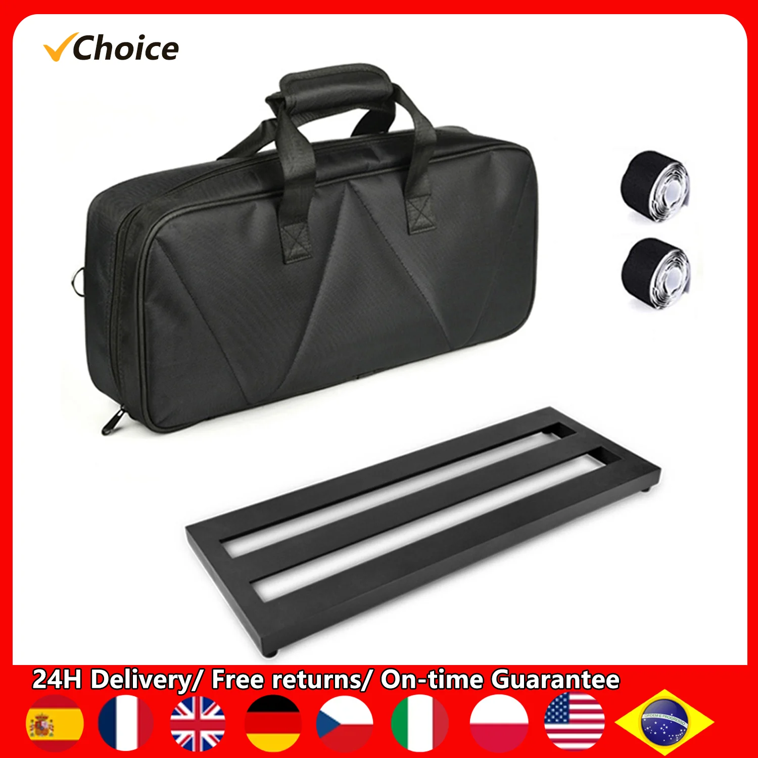 Mittelgroßes Gitarreneffekt-Pedal brett Pedal board aus Aluminium legierung 19.7 × 7,5 Zoll mit Tragetaschen-Effekt platte Image