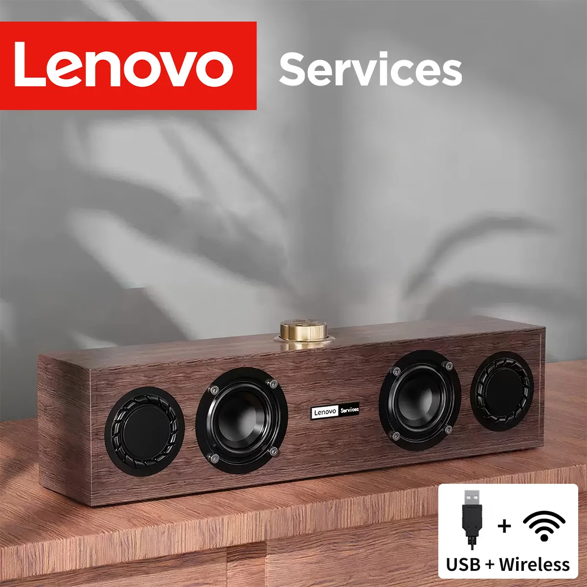 Lenovo C02 Multimedia-Lautsprecher, Bluetooth-Lautsprecher, kabelgebundener/Bluetooth-Dual-Mode-Lautsprecher, Retro-Lautsprecher, universell für Fernseher, Computer und Mobiltelefone, Subwoofer Image