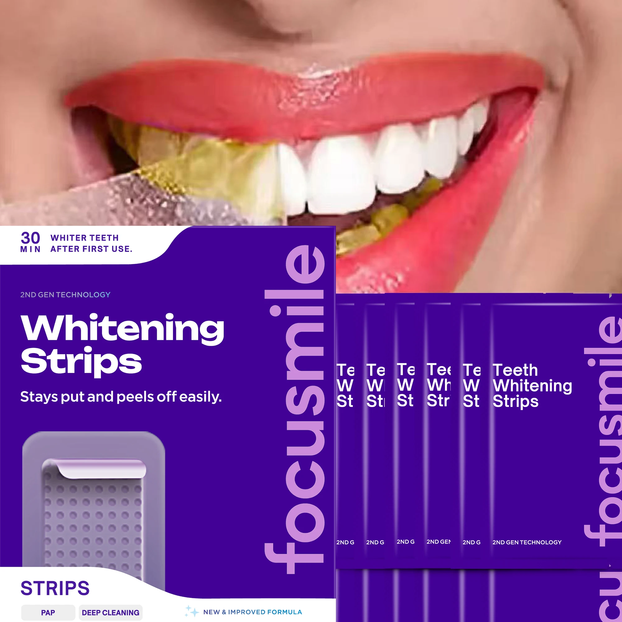 7/14 Paar Zahnaufhellungsstreifen für Zähne, 9D Whitening-Streifen mit Reduzierter Sensibilität Weiße Streifen zur Zahnaufhellung Image