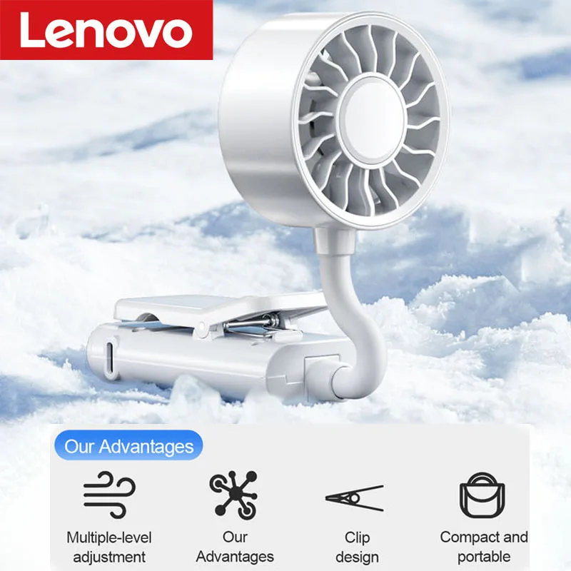 Lenovo Desktop-Klemmventilator mit Langer Akkulaufzeit Outdoor-Schlauchklemmventilator Mini USB-Ladeventilator für Vielseitige Einsatzszenarien Image
