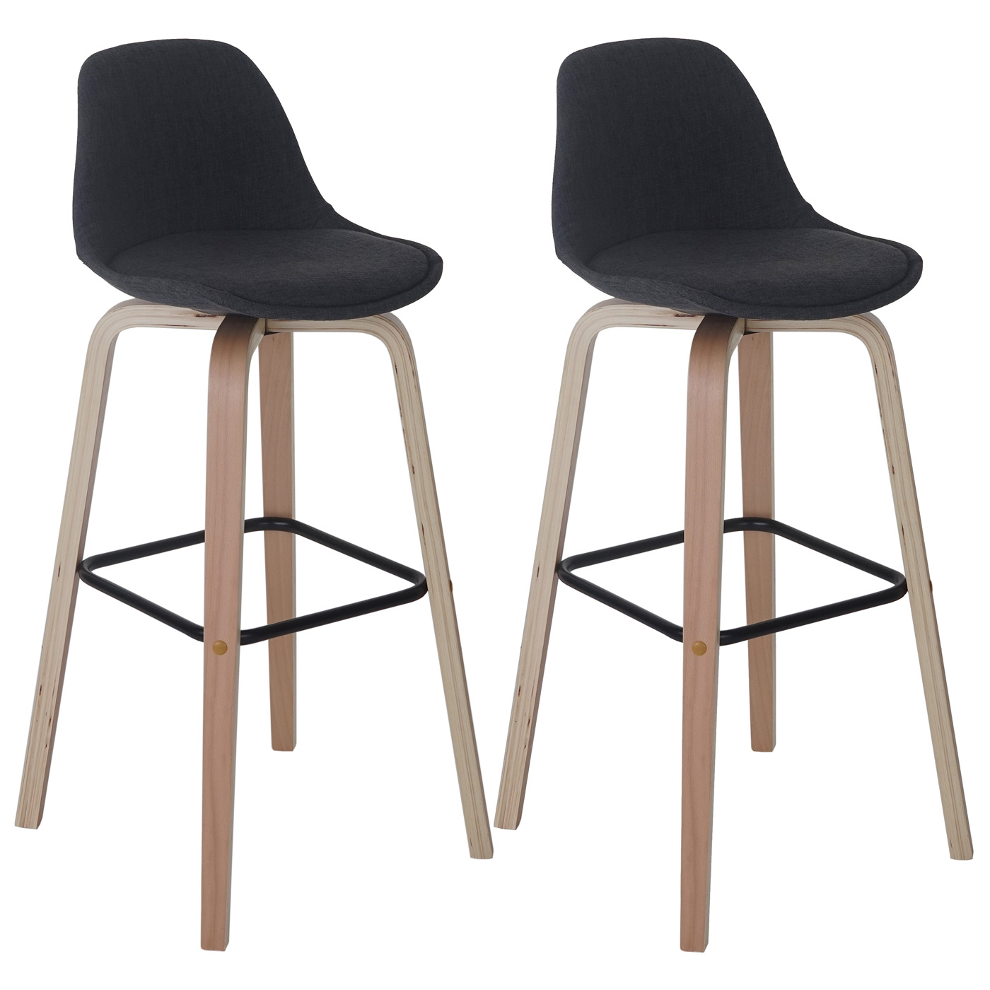 2er-Set Barhocker HWC-A89, Barstuhl Tresenhocker mit Lehne ~ Textil, dunkelgrau