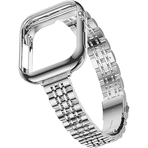 Schmuck Armband Kompatibel mit Apple Watch Armband 38mm 40mm 41mm 42mm 44mm 45mm 46mm 49mm mit Hülle Edelstahl Ersatzarmband für iwatch Ultra 3 2 Series 11 10 9 8 7 SE 6 5 4 3 2 1 Image