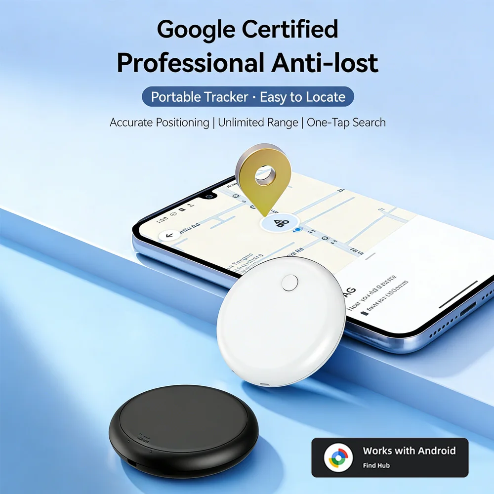 Smarte Tracker-Tags für Android-Geräte, Gegenstandsfinder, kompatibel mit Google's Find Hub, wasserdichter Bluetooth-Tracker für Geldbörsen, Gepäck Image