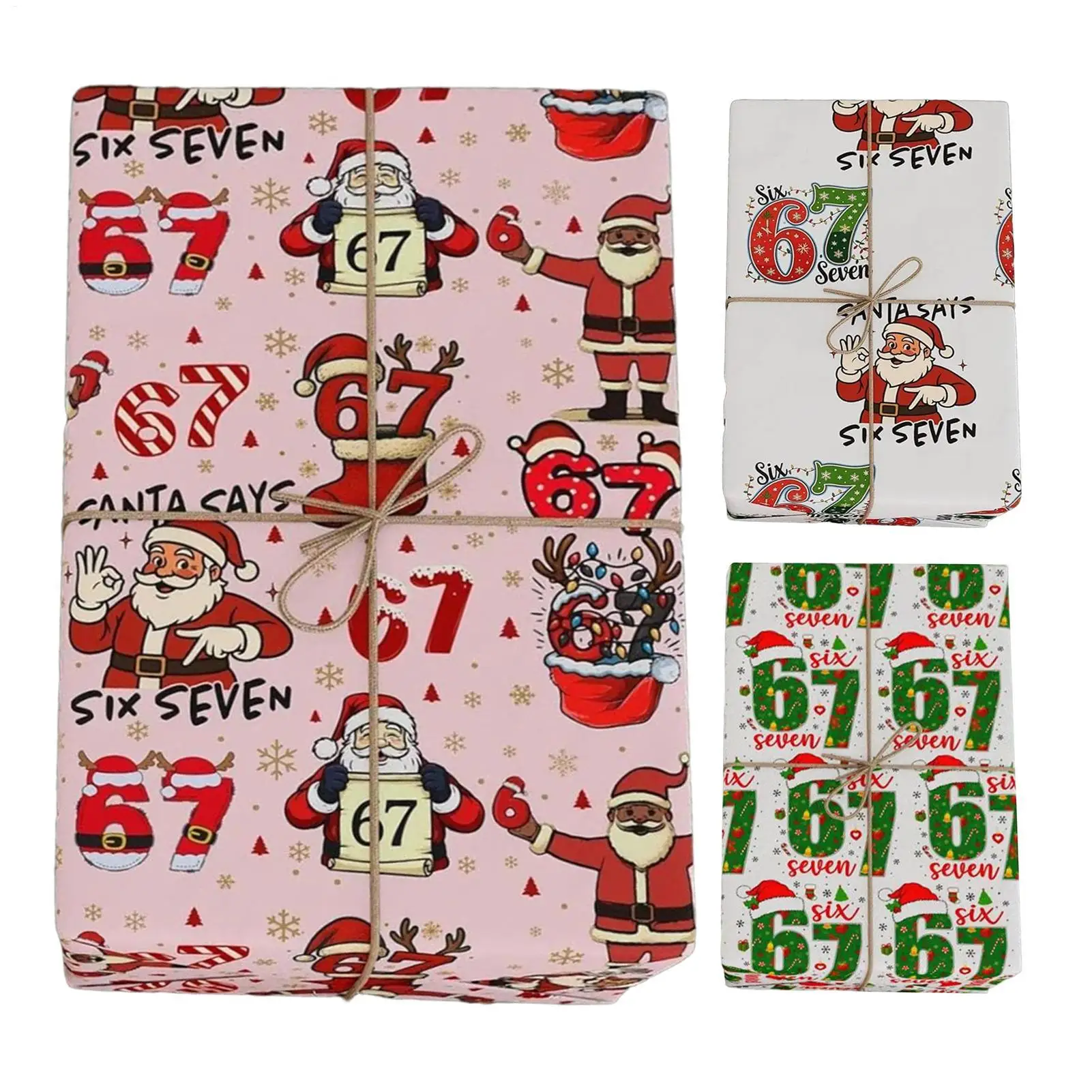 67 Weihnachtsgeschenkpapier, inklusive Geschenkpapier, ohne Schnur, zum Verpacken Ihrer Geschenke mit lustigem Weihnachtsgeschenkpapier Image