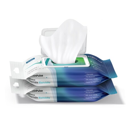 FIFTHPULSE FMN100521 Premoisten Disposable Washcloths, Alcohol Free, Aloe and