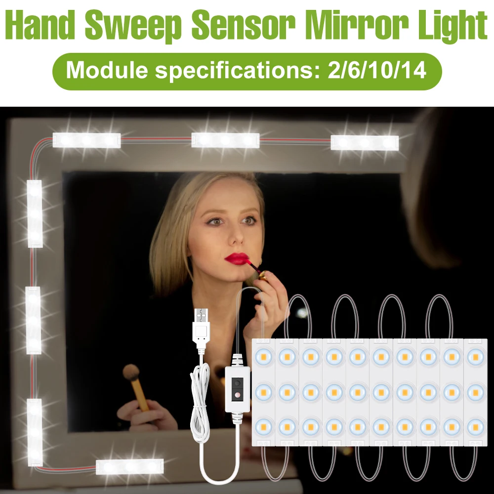 LED Make-up Spiegel Lampe Eitelkeit Licht Badezimmer Schlafzimmer Kosmetik spiegel Dekoration Schmink tisch Beleuchtung weiß USB DC5V dimmbar