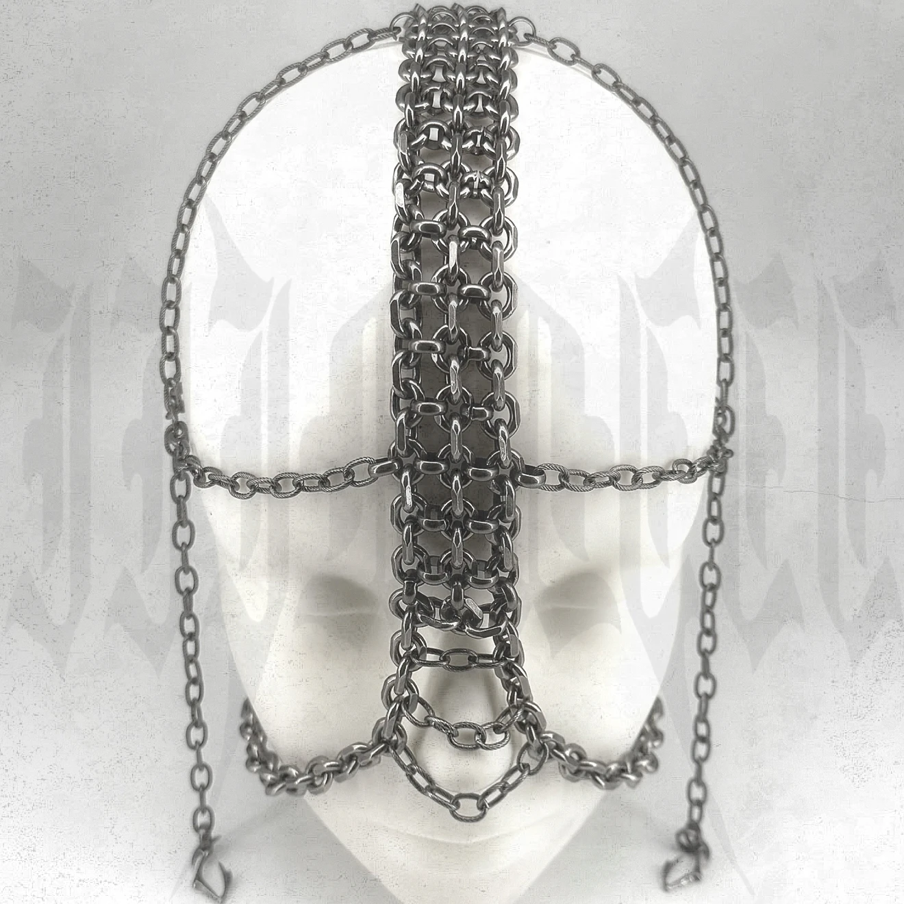Punk Metall Maske Übertriebene Kette Für Frauen Männer Mädchen Kopf-montiert Gesicht Schmuck Party Rolle-spielen Maske Maskerade party Image