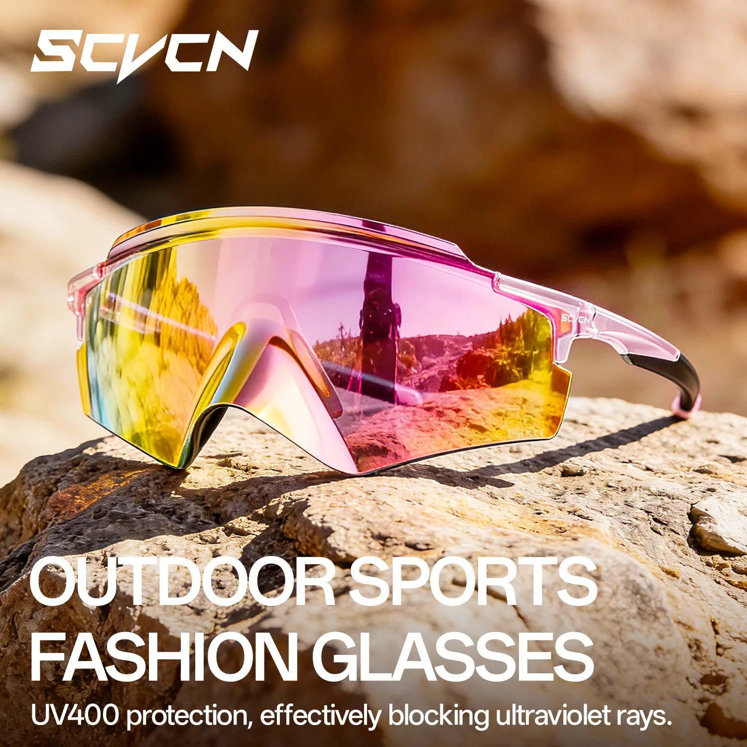 SCVCN UV400 Schutzbrille für Outdoor-Aktivitäten, Stylische Unisex-Brille zum Laufen, Radfahren, Wandern, Autofahren und Mountainbiken Image