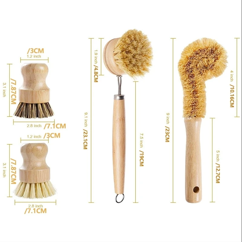Langstielige Sisal-Topfbürste, nicht fettend, für Haushaltsküchen, Schalen, Schmetterlingsbürste, Obst- und Gemüse-Reinigungsbürste Image