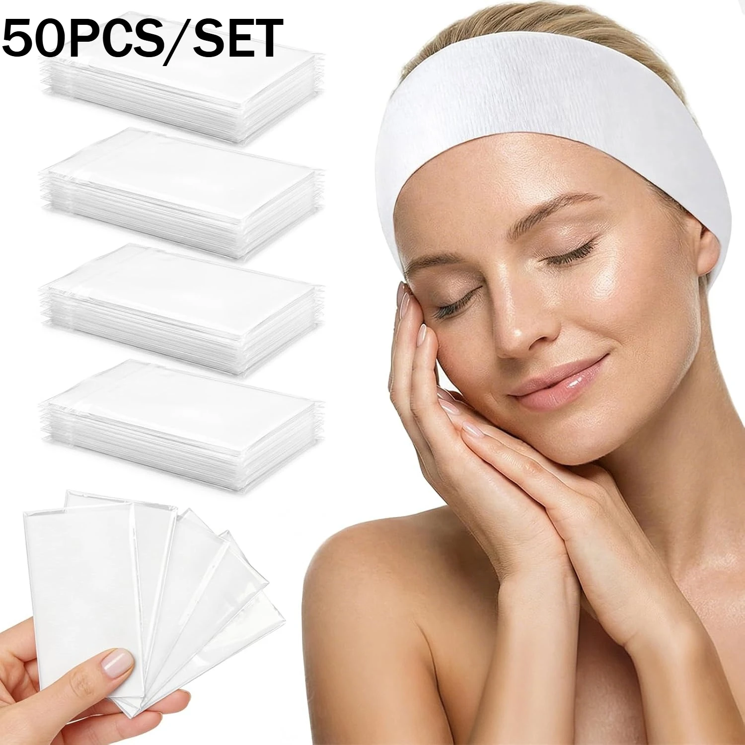 50 Bandeaux jetables pour Spa et soins du visage, Bandeaux professionnels pour soins du visage, esthéticiennes, soins de la peau et lavage du visage