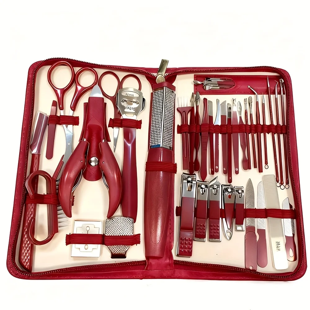 42-teiliges Muster-Nagelknipser-Set aus Edelstahl mit Großer Adlermaulzange, Maniküremesser und Ohrenschmalzentferner für Augenbrauen-Trimmung Image