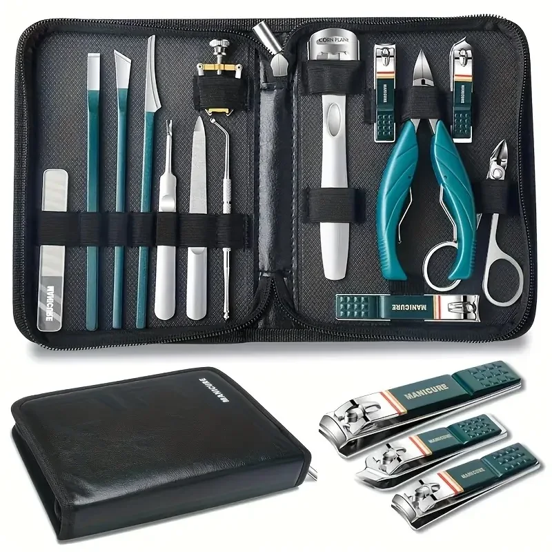 Nagelpflegeset - Maniküre- und Pediküre-Set aus Edelstahl - Nagelknipser-Set - Geschenk mit Reiseetui Image