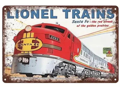 Lionel Trains Santa Fe Vintage Neuheit Metallschild Image