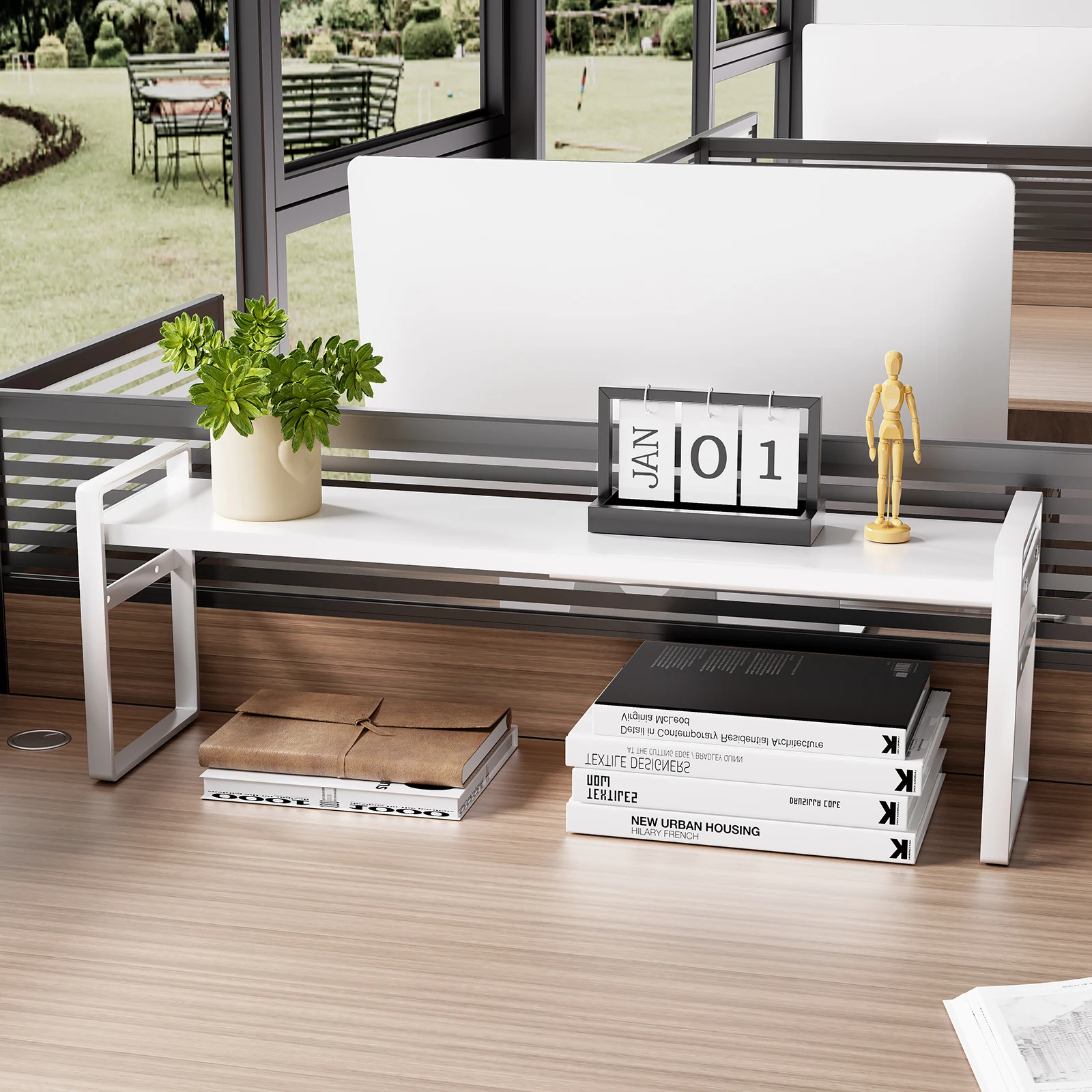 1 Stück Büro-Schreibtisch-Etagenregal, Ausziehbarer Schreibtisch-Organizer, Kleines Bücherregal aus Eisen, Arbeitsplatz-Computer-Schreibtisch-Organizer-Ständer, Schreibtisch-Organizer-Regal