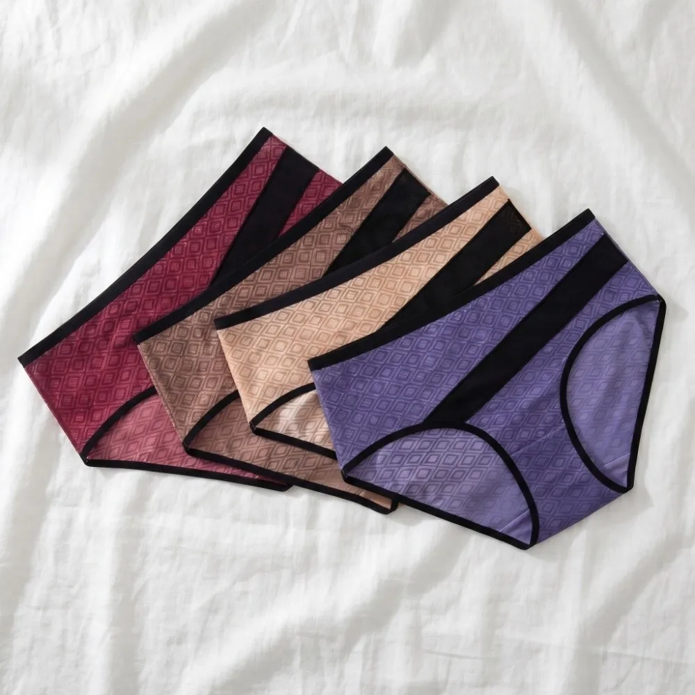 Culottes en coton à motif simple, taille mi-haute, lingerie féminine, sous-vêtements pour femmes, grande taille, culottes triangulaires patchwork pour femme