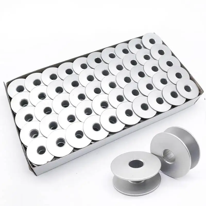 100 bobines métalliques plates pour machine à coudre industrielle, accessoires pour machines à coudre, bobines en aluminium pour machine à coudre plate
