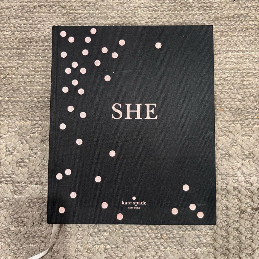 Kate Spade Accents | Kate Spade She Black Hardback Book With Pink Polka Dot Accents | Color: Black/Pink | Size: Os