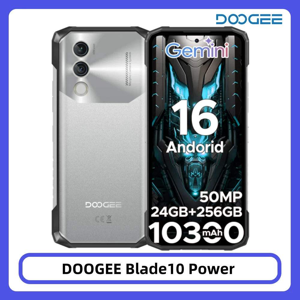 DOOGEE Blade10 Power Outdoor-Smartphone 24GB+256GB 6,6 Zoll HD+ Display 10300mAh Großer Akku 50MP Kamera NFC Android 16 Smartphone