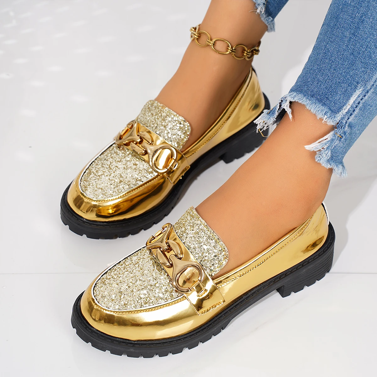 Frühling und Herbst Elegante Runde Kopf Sexy Grobe Wurzel Casual Schuhe Modische Heißer Verkauf Neue Bequeme frauen Schuhe Image
