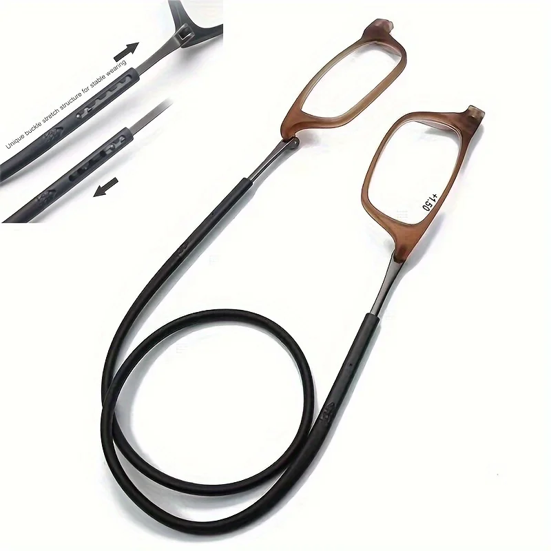 Vielseitige tragbare magnetische Lesebrille mit Stärkegläsern, bequeme Passform, Hyperopiebrille mit Umhängeband, stilvolles Unisex-Design F Image