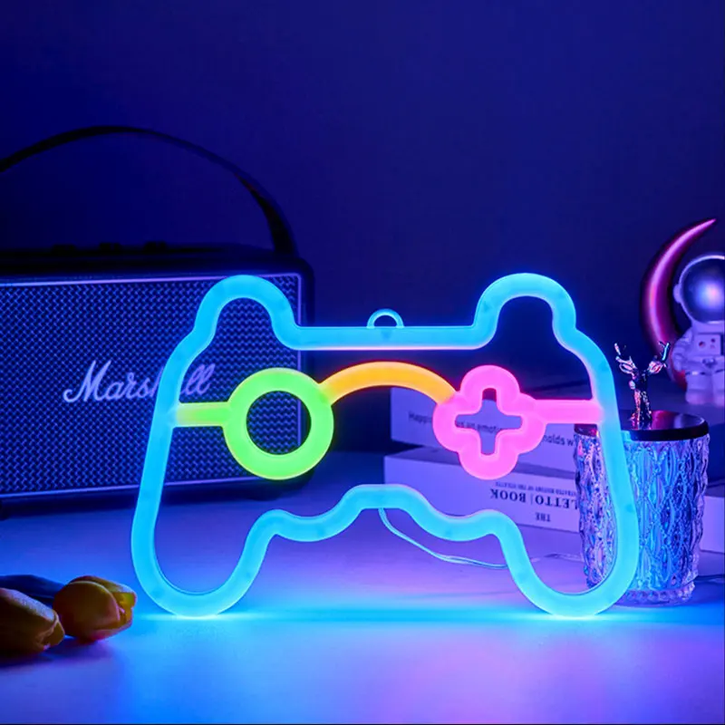Game Pad Leuchtreklamen LED-Nachtlicht, USB/batteriebetriebene Atmosphärenbeleuchtung, für Geburtstagsgeschenk, Garten, E-Sport, Dekoration, Camping Image