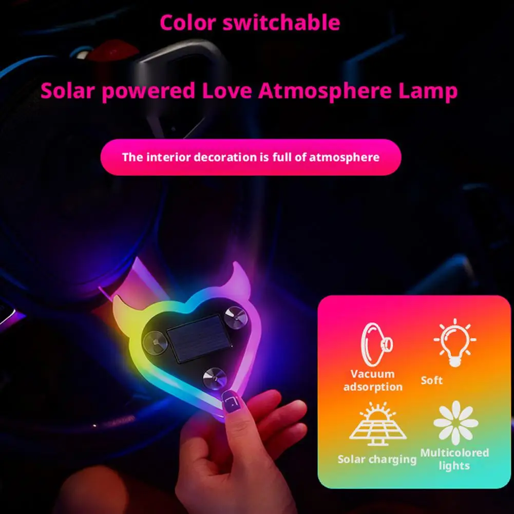 Herzförmiges Auto-LED-Neonlicht, USB-Aufladbare Kabellose Fensterlampe, Romantische Atmosphäre-Dekoration Nachtgeschenk Image