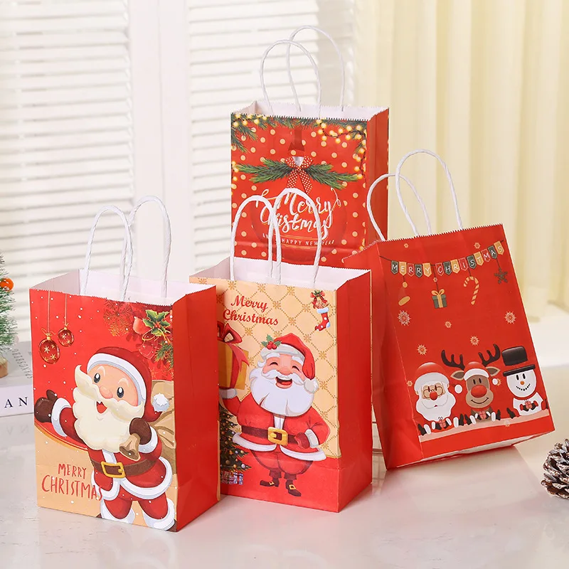 4/8/12 stücke Frohe Weihnachten Papier Geschenk Taschen Santa Claus Candy Cookie Verpackung Taschen Navidad Dekoration Noel Weihnachten Party liefert Image