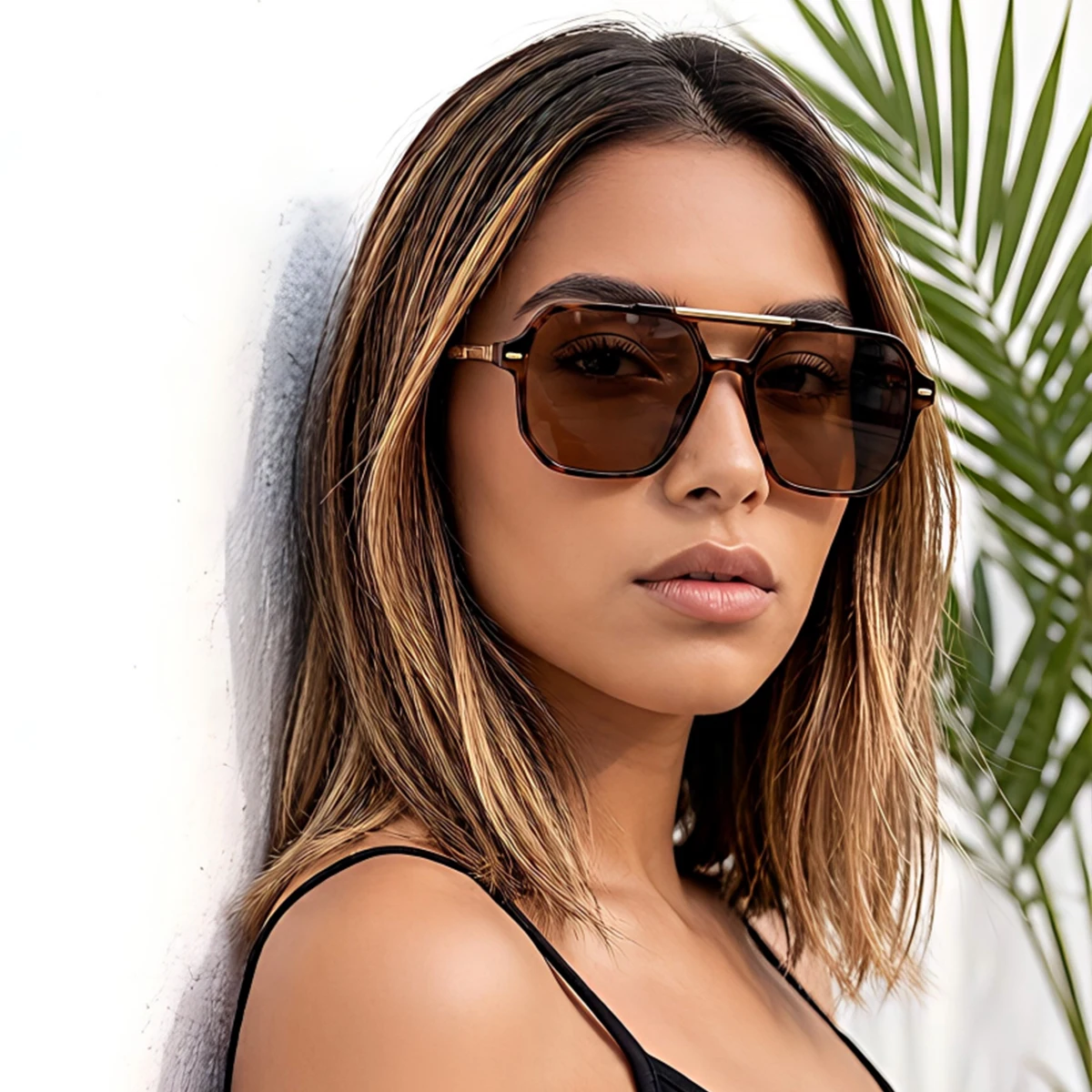 S21 Übergroße Retro Trendy Pilotensonnenbrille Damen Herren 70er Jahre Quadratischer Rahmen Sonnenbrille VOPHA Image