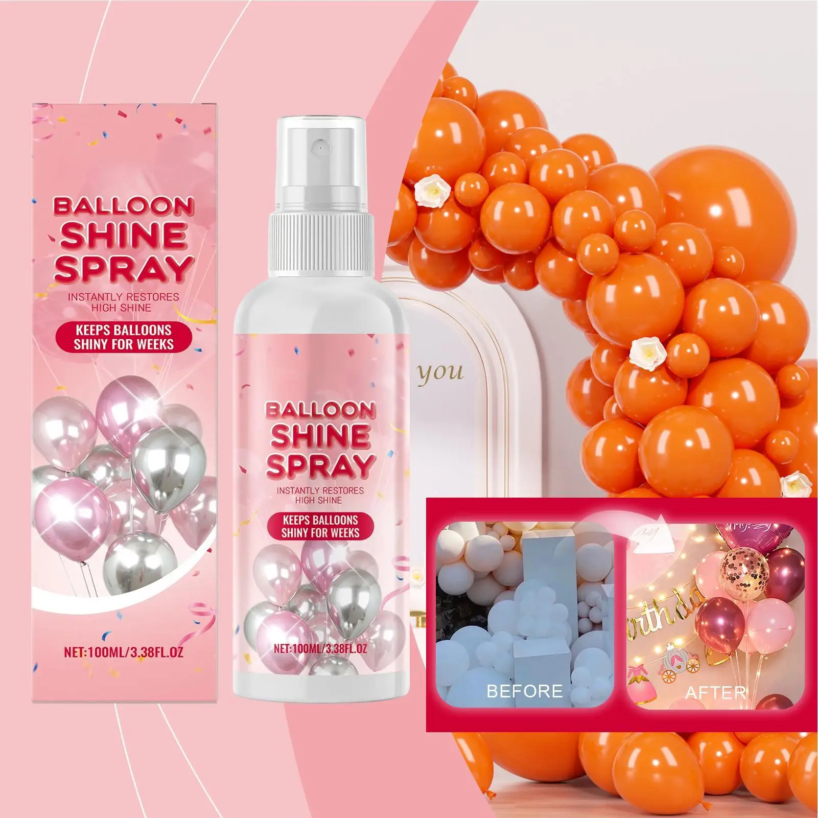 1 Stück Ballon-Glanzspray 100ml Schnelltrocknend Langanhaltender Hochglanz Ballon-Glanzspray Geburtstagsdekoration für besondere Anlässe Image