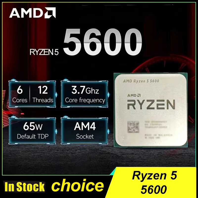 AMD Ryzen 5 5600 AMD R5 5600 CPU 6-Kern 12-Thread 3,5GHz Freigeschalteter Desktop-Prozessor Sockel AM4 Gaming-CPU Ohne Verpackung Image