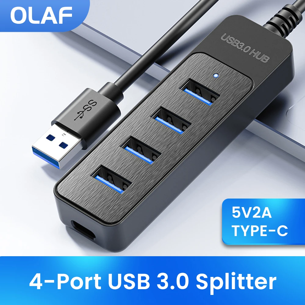 USB 3.0 Netzteil 4-Port Multi USB Splitter Hub USB Hub 2.0 Typ C HUB Mehrere Expander Hohe Geschwindigkeit für Computer Zubehör Image