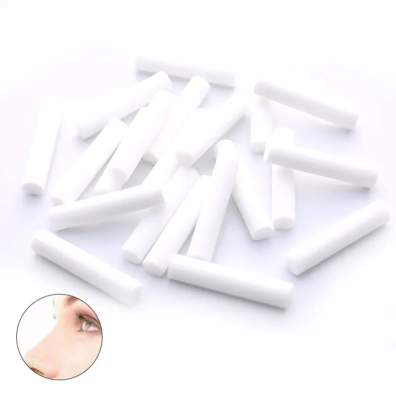 20 Stück Nasen inhalator Ersatz Baumwolle Dochte Aroma therapie Nachfüllung Docht Stick Paket, Image