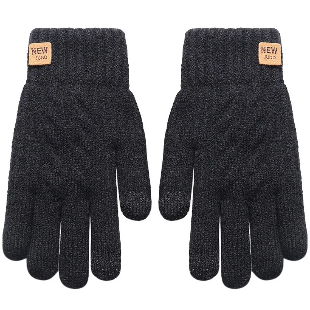 Mode Verdickte Gestrickte Handschuhe Kälte Beweis Warme Fahren Handschuhe Doppel Schicht Winddicht Fäustlinge Frauen Männer Image