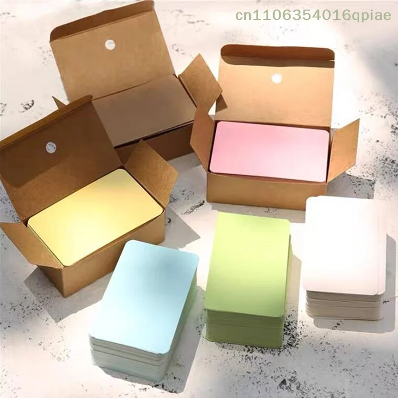 (Sommer4) 100 Stück/Box Kraftpapierkarten, farbige Blanko-Visitenkarten, Dankeskarten Image