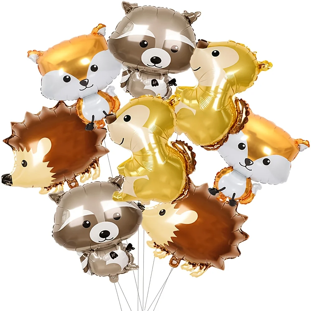 Cartoon-Tier-Aluminiumfolienballons, 18 Zoll, Dschungel-Party-Thema, Geburtstagsdekoration, Fuchs, Waschbär, Igel, Eichhörnchen Image