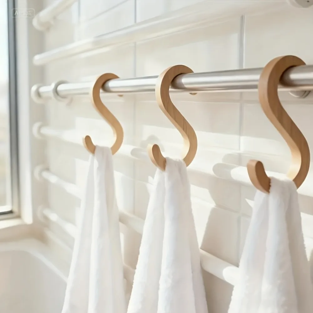 S-förmige Holzhaken, Boho-Minimalistische Dekorative Aufhänger für Kleiderstange, Badezimmer-Handtuchhalter, Mehrzweck-Aufhängehaken, 1 Stück