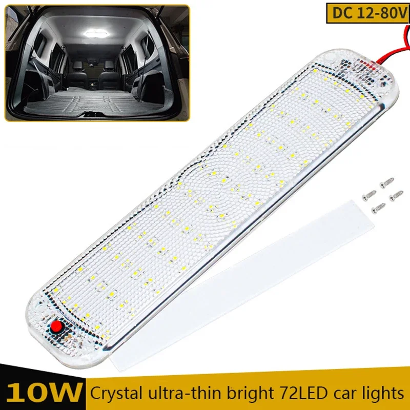 12V-80V 72LED Innen Licht Bar Streifen Licht Mit Schalter LED Auto Innen Lampe Beleuchtung Camper bus Wohnmobil Boot Dach Licht